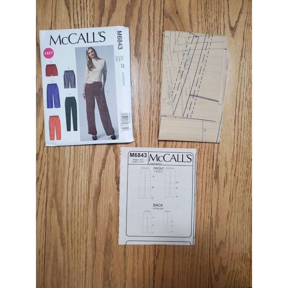 McCall's M6843 Sewing Pattern Size L-XL-XXL Shorts and Pants Uncut New